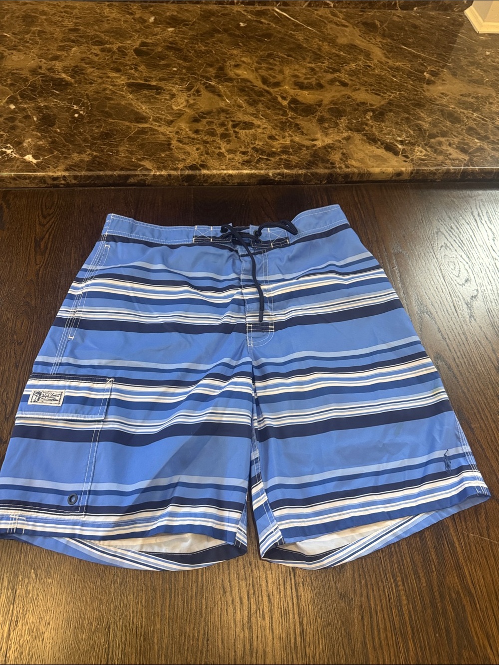 Ralph Lauren polo Men's Blue Striped Swim Shorts